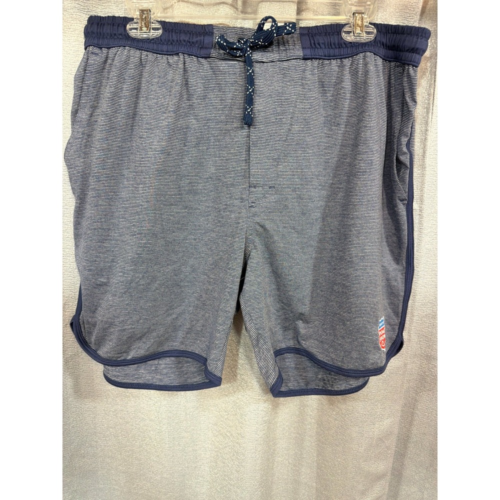 Johnnie-O Mens XL Blue Striped Performance Shorts Sweetens Road Show 2024 Patch